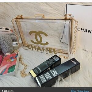 Clear Acrylic Box Bag with Gold Chain